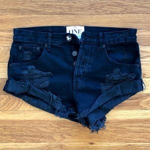One Teaspoon Black Denim Shorts size 24